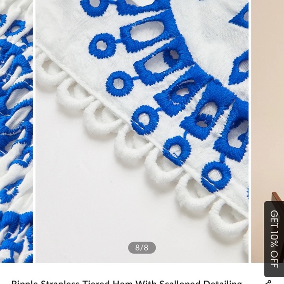 Commense Strapless Dress with Blue Patterns - Picture 6 of 9